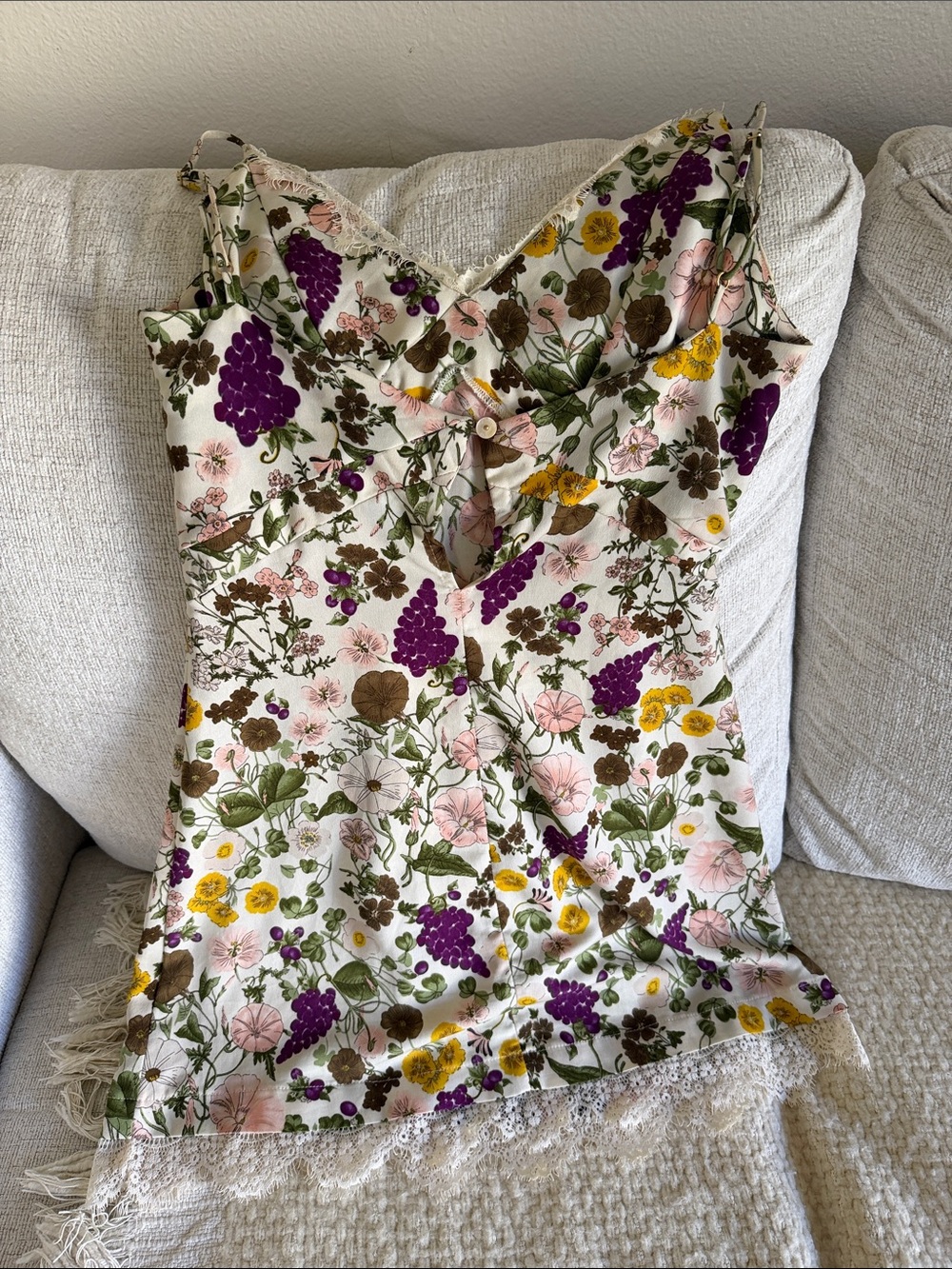 FARM Rio Slip Dress 100% Silk with Floral Print - Picture 5 of 6